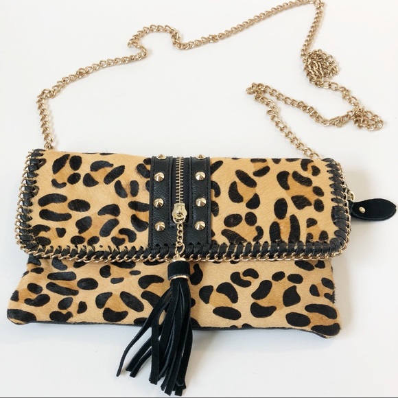 Sondra Roberts Handbags - Sondra Roberts leopard calf hair crossbody clutch